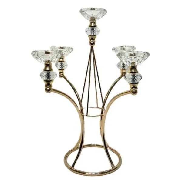 Crystal Gold 5 Sticks Candle Holder