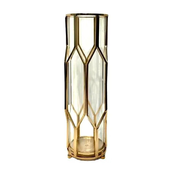 Glass Candle Holder Metal Frame Large